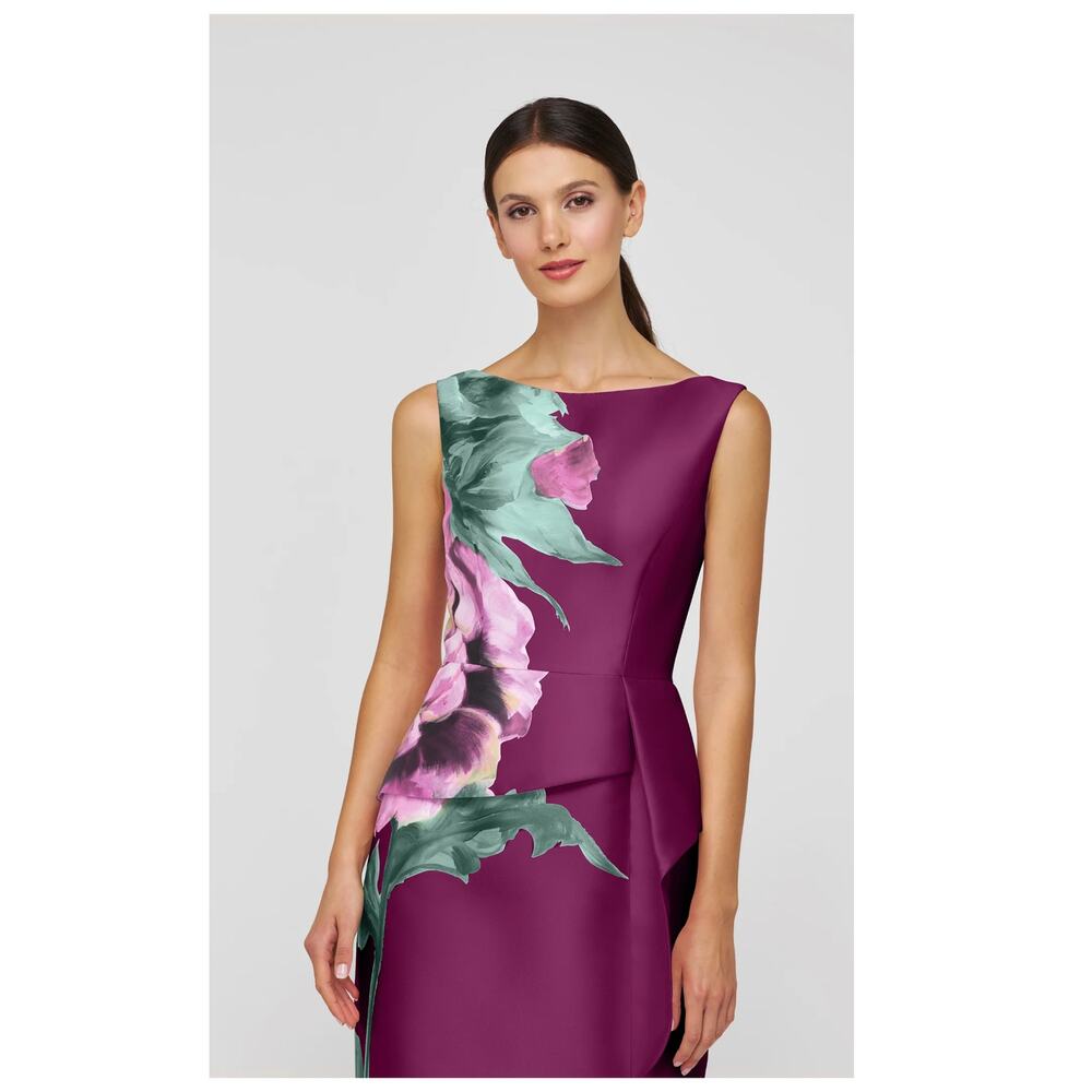 NEW Kay Unger Luciana Placed Floral Column Gown Size 18 - Picture 4 of 13
